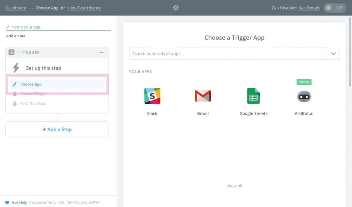 Choose a Zapier App
