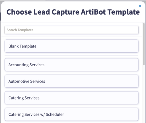 Choose free chatbot template